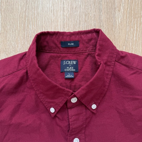 J Crew Shirt Mens Medium Burgundy/Maroon Flex Oxford Button Down Large Slim Fit - Picture 5 of 5